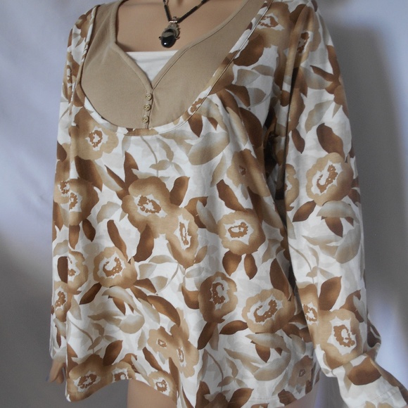 BASIC EDITIONS 1X Faux 2 PC Look Top Sweater - Picture 3 of 5